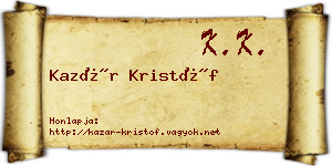 Kazár Kristóf névjegykártya