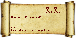 Kazár Kristóf névjegykártya